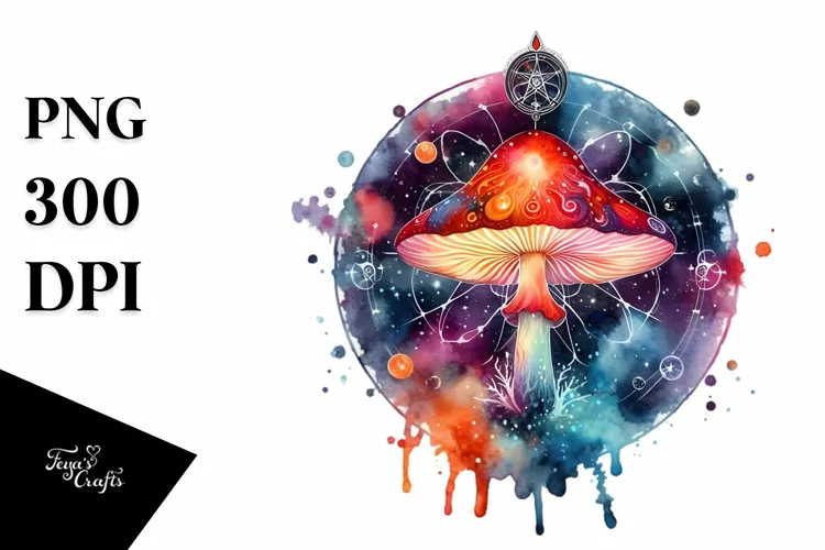 Magical Celestial Mushroom with Tarot