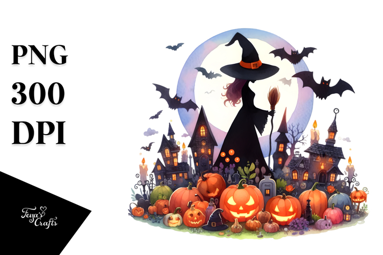Vibrant Witch Halloween Scenery