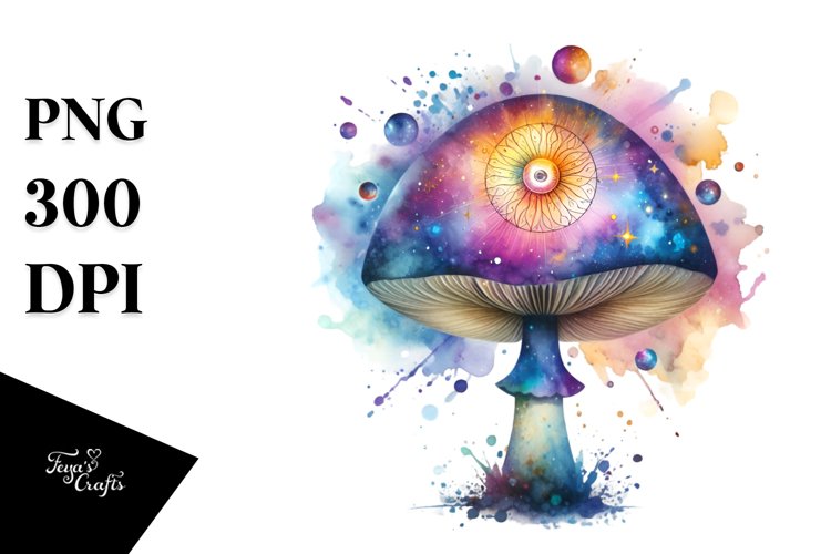 Colorful Watercolor Magical Mushrooms | Clipart