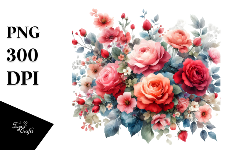 Colorfull Red Roses White Background