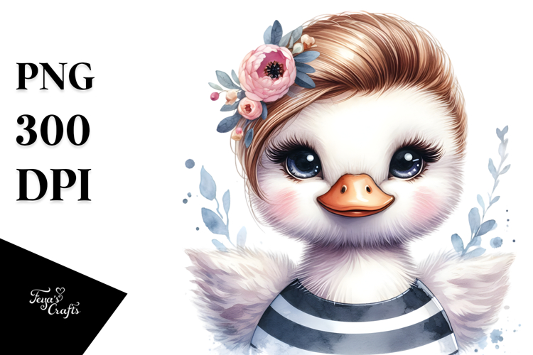Cute Baby Swan with Cool Haircut PNG