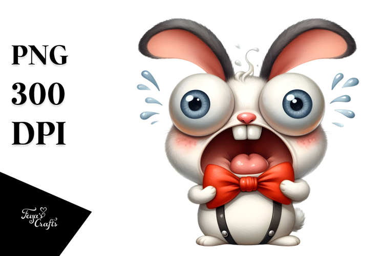 Goofy Cartoon Rabbit with Bow Tie PNG