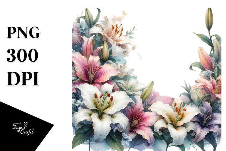 Colorful Lily Frame PNG