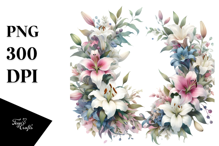 Colorful Lily Frame PNG