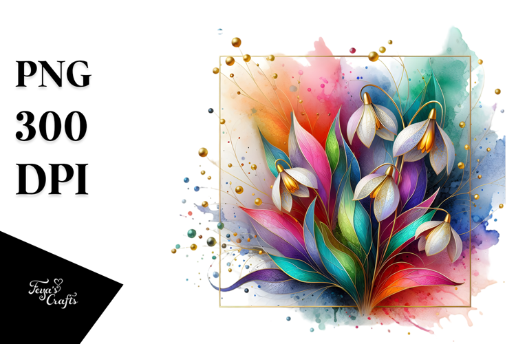 Abstract Colorful Snowdrop PNG