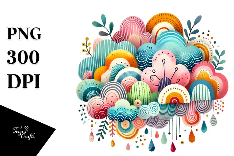 Simple Colorful Whimsical Cloud PNG example image 1