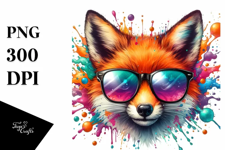 Quirky Colorful Fox Sunglasses Splashes