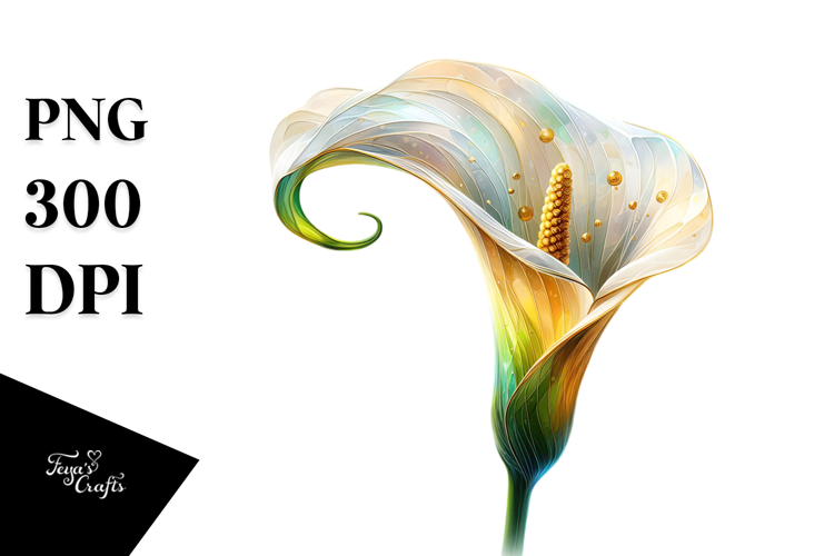 Calla Lily Made of Material with Golden Insertions PNG