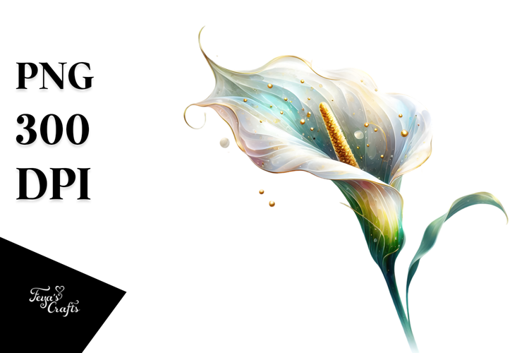 Calla Lily Made of Material with Golden Insertions PNG