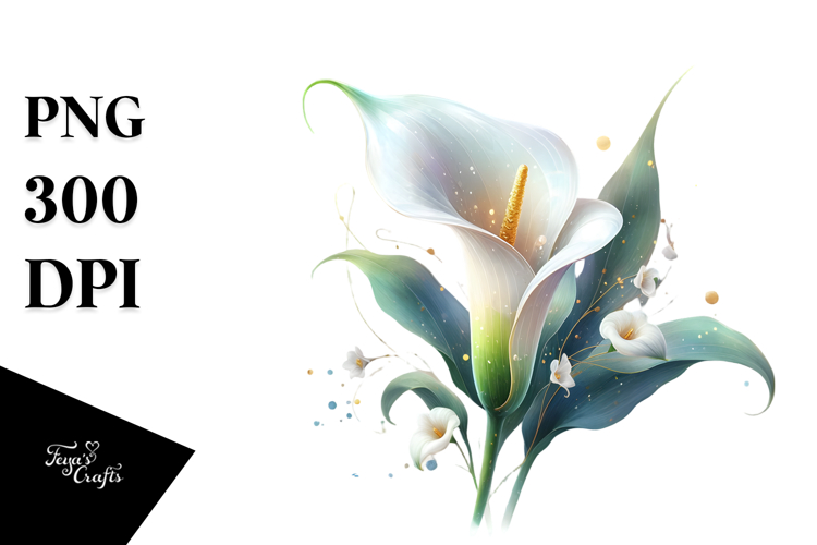 Gleaming Calla Lily, Watercolor PNG example image 1