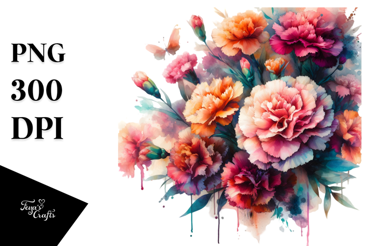 Watercolor Carnation Abstract | Sublimation | Clipart