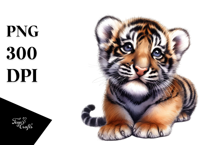 a Cute Baby Tiger with Big Eyes, Tiny PNG
