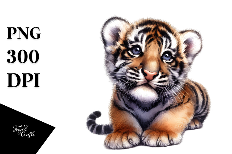 Digital Baby Tiger, Watercolor Art
