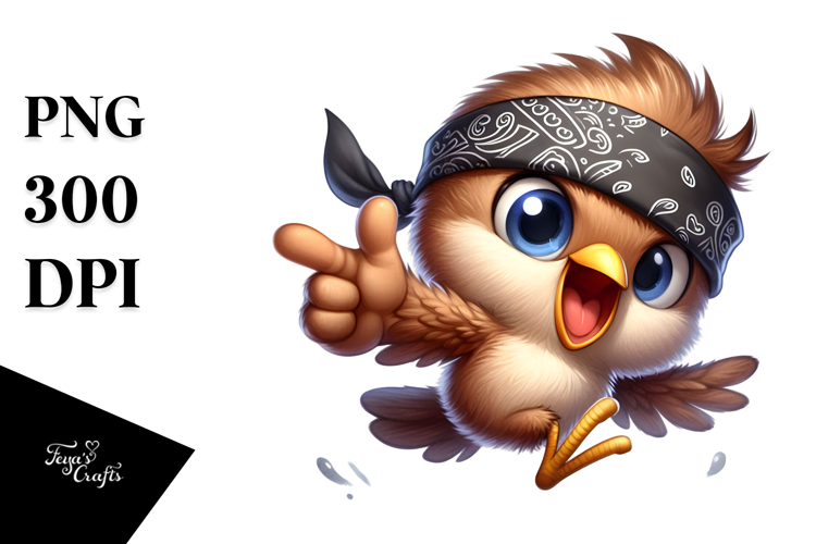 Whimsical Bird with Bandana