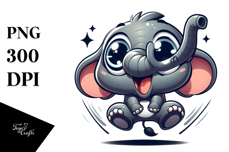 Goofy Cartoon Elephant PNG example image 1