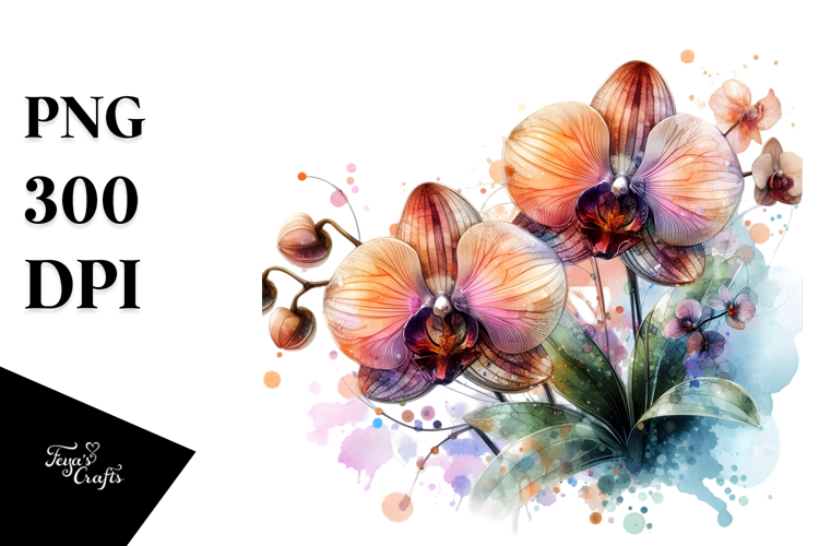 Orchid Material, Watercolor PNG
