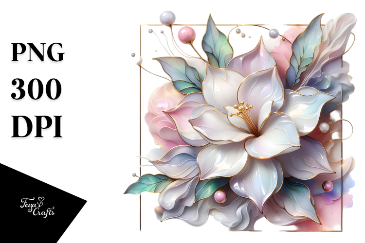Abstract Pastel Glossy Gardenia, PNG