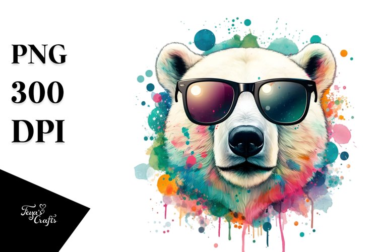 Quirky Colorful Polar Bear Sunglasses Splashes example image 1