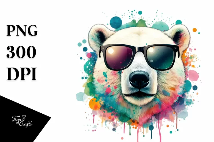 Quirky Colorful Polar Bear Sunglasses Splashes