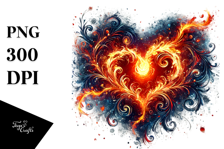 Digital Fire Heart Art