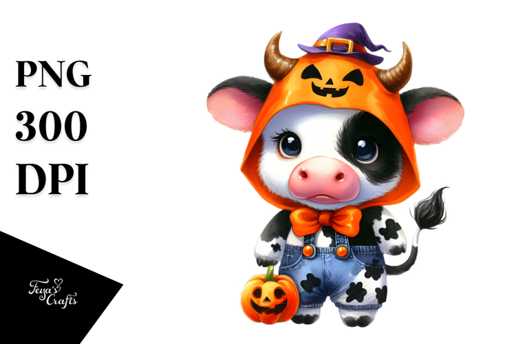 Cute Baby Cow Halloween Costume | Sublimation Clipart