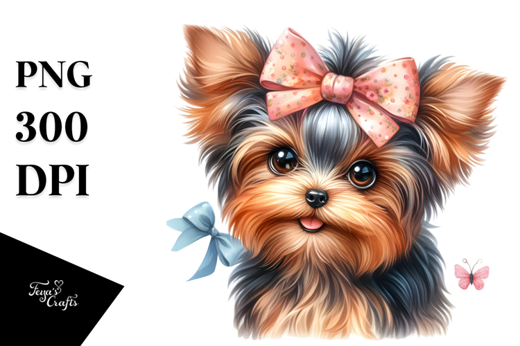 Cute Yorkshire Terrier, Joyful and Bright, PNG