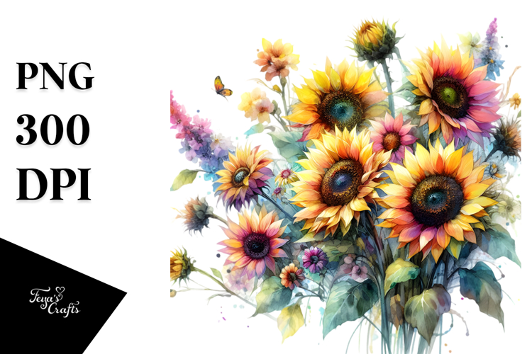 Watercolor Sunflower Clipart Image 10