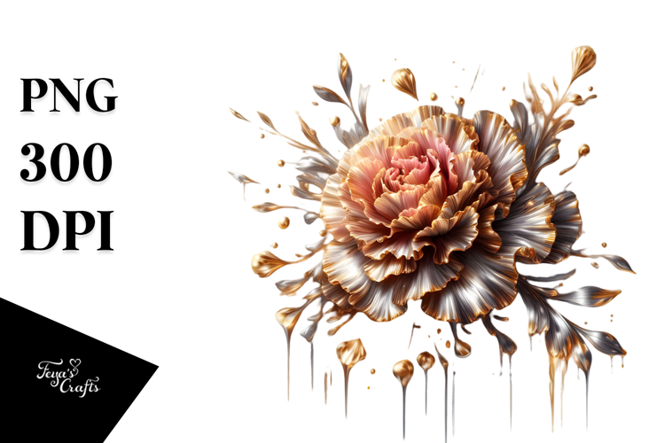 Shiny Carnation Watercolor Splash, PNG