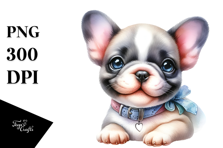 Watercolor Baby French Bulldog PNG