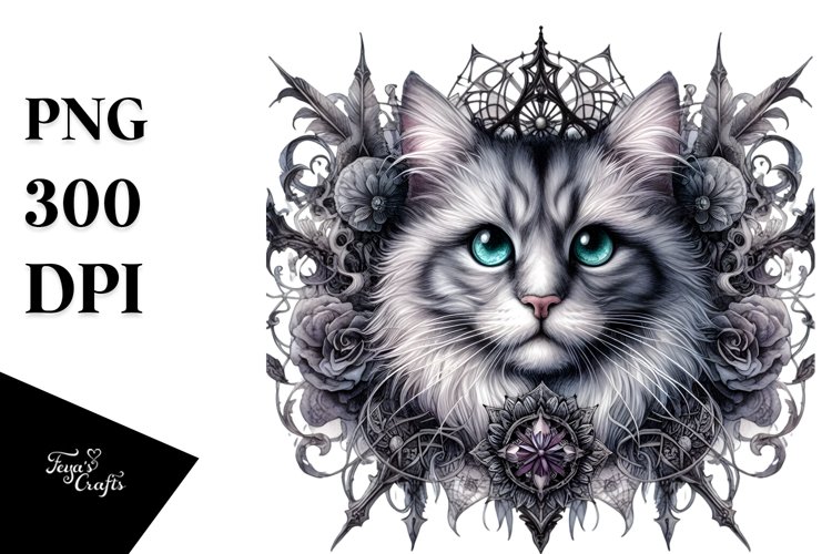 Detailed Gothic Cat Gothic Clipart