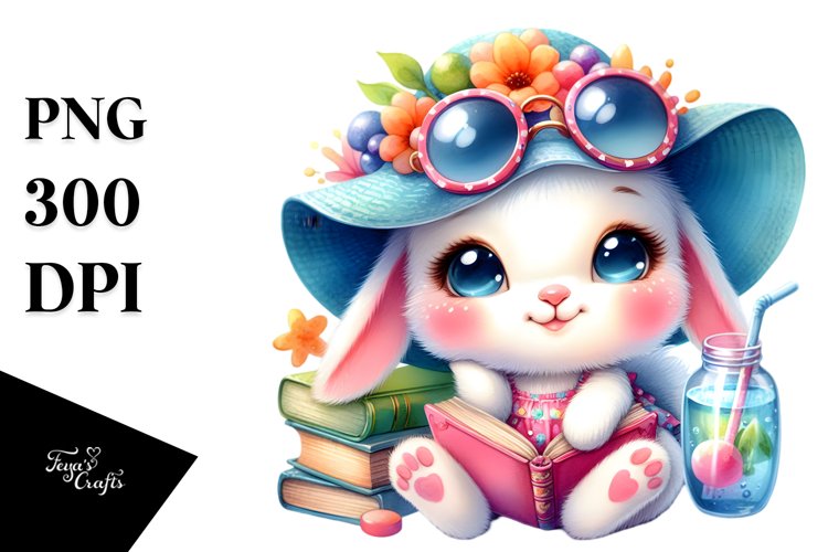 Resting Book Baby Bunny PNG