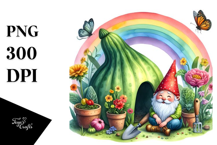 Colorful Vegetable Gnome House | Sublimation Clipart