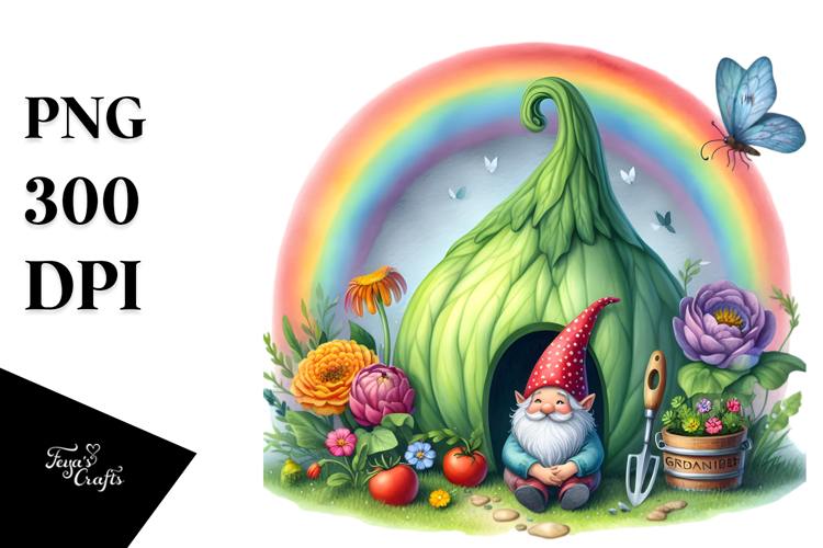 Colorful Vegetable Gnome House | Sublimation Clipart