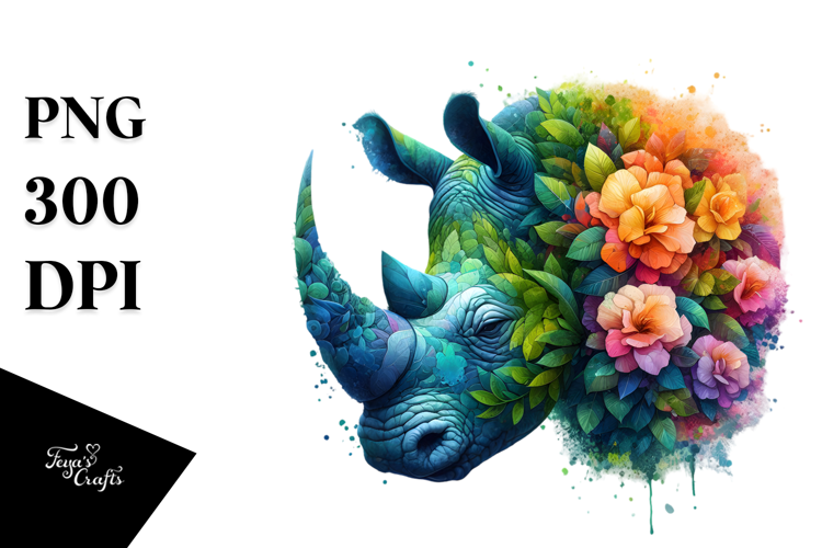 Vibrant Watercolor Rhino, 20 oz Tumbler