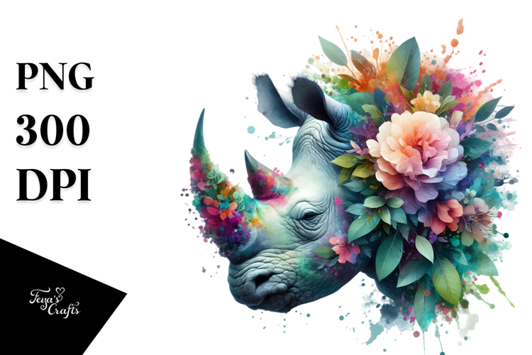 Vibrant Watercolor Rhino, 20 oz Tumbler