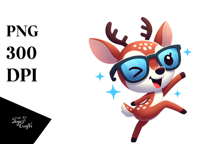 Silly Cartoon Deer with Bow Tie, PNG