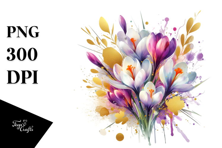 Vibrant Watercolor Bouquet Gold Foil