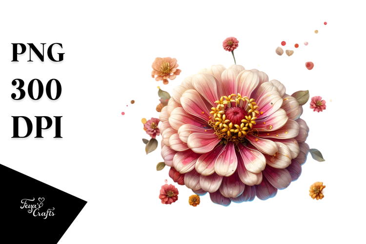 Zinnia with Golden Insertions, High-Res PNG
