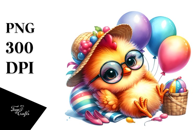 Resting Balloons Baby Rooster PNG