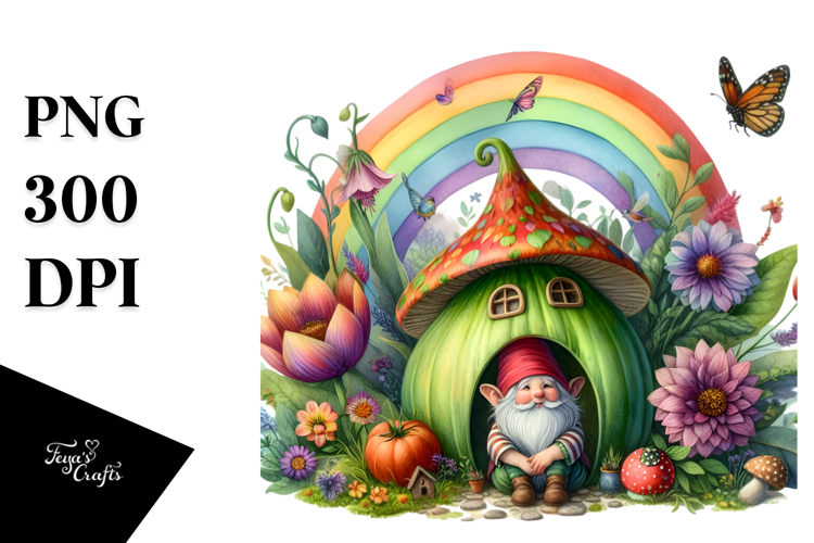 Colorful Vegetable Gnome House | Sublimation Clipart