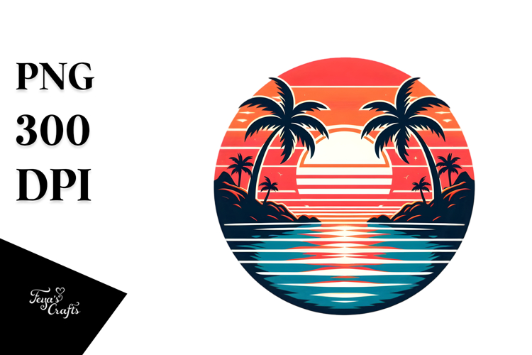 Retro Tropical Island Sunset, 20 oz Tumbler