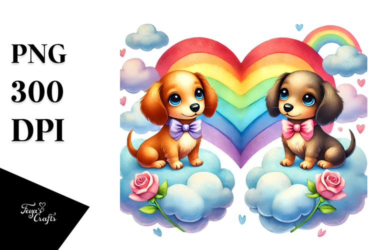 Rainbow Clouds Dachshund Sticker