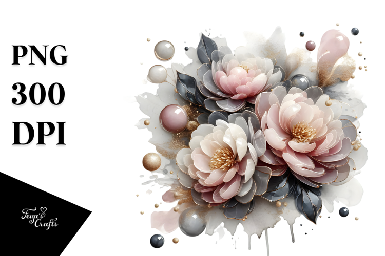 Abstract Glossy Peonies PNG