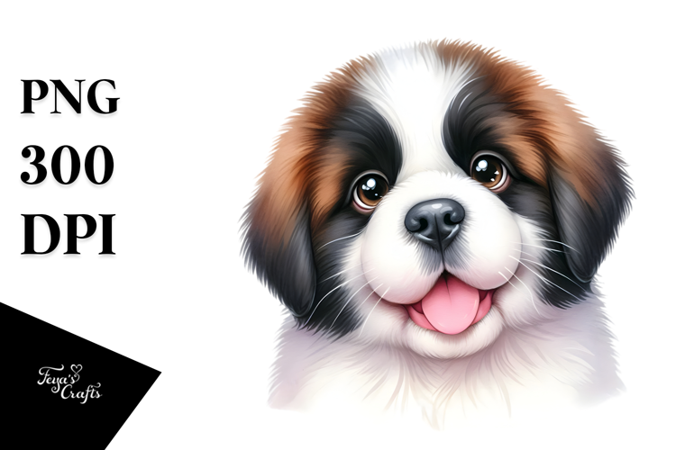 Adorable Saint Bernard, Bright and Happy, PNG