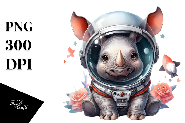 Energetic Baby Rhino with Punk Look, PNG