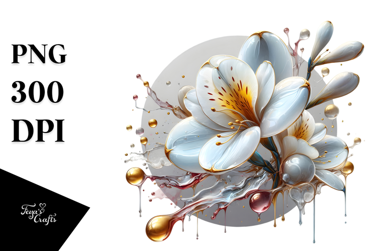 Abstract Freesia with Glossy Finish, Artistic PNG