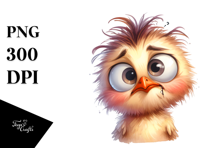 Watercolor Chick Portrait with Goofy Teeth Clipart