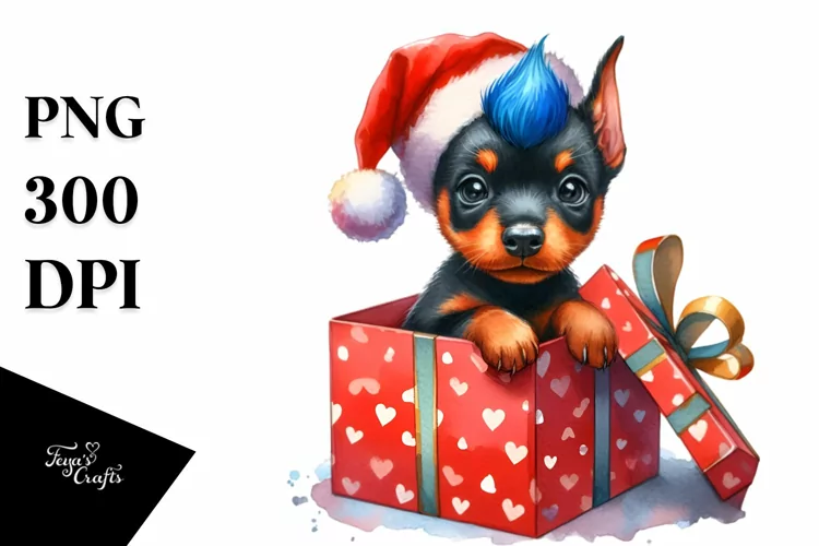 Colorful Doberman with Cool Haircut PNG