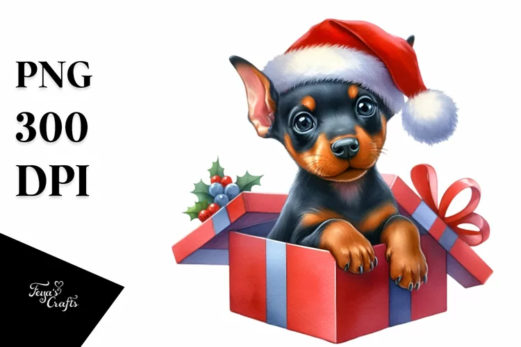 Colorful Doberman with Cool Haircut PNG