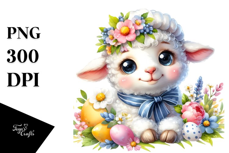Vibrant Baby Lamb in Sailor Outfit PNG